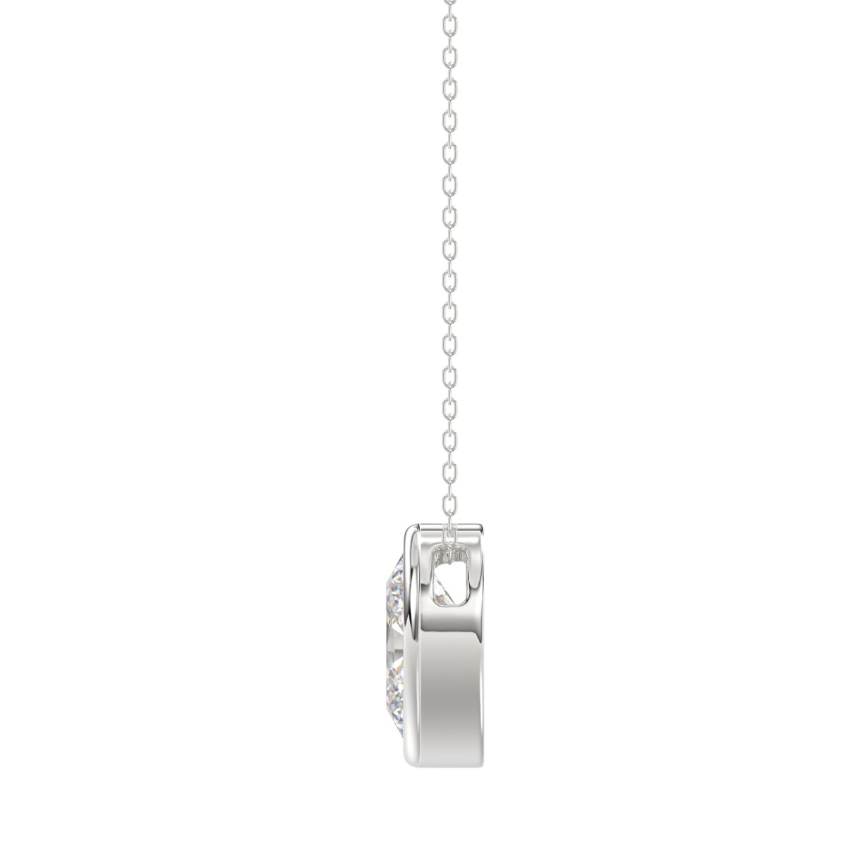 LADIES SOLITAIRE PENDANT 2CT OVAL DIAMOND 14K WHITE GOLD