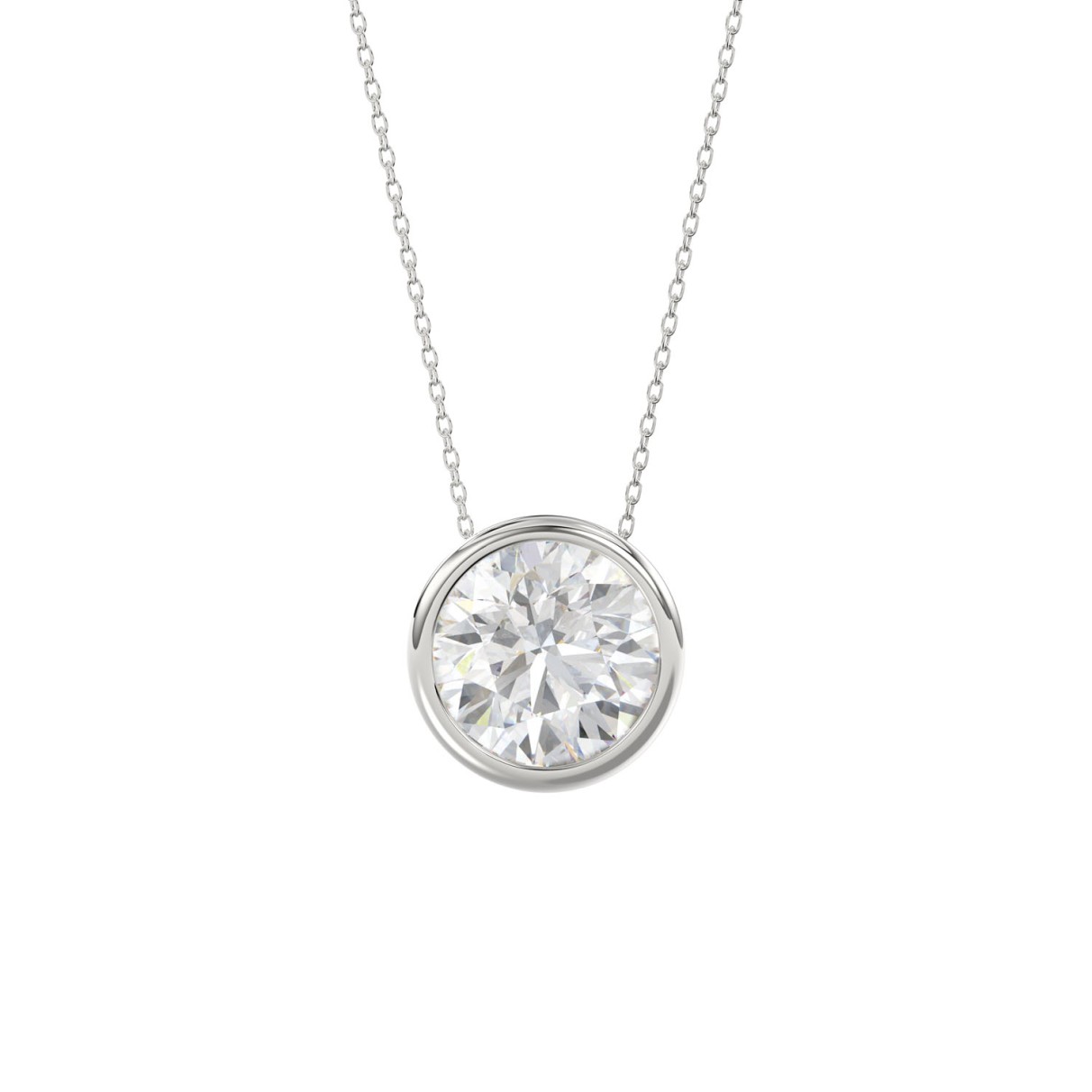 LADIES SOLITAIRE PENDANT 2CT ROUND DIAMOND 14K WHI...