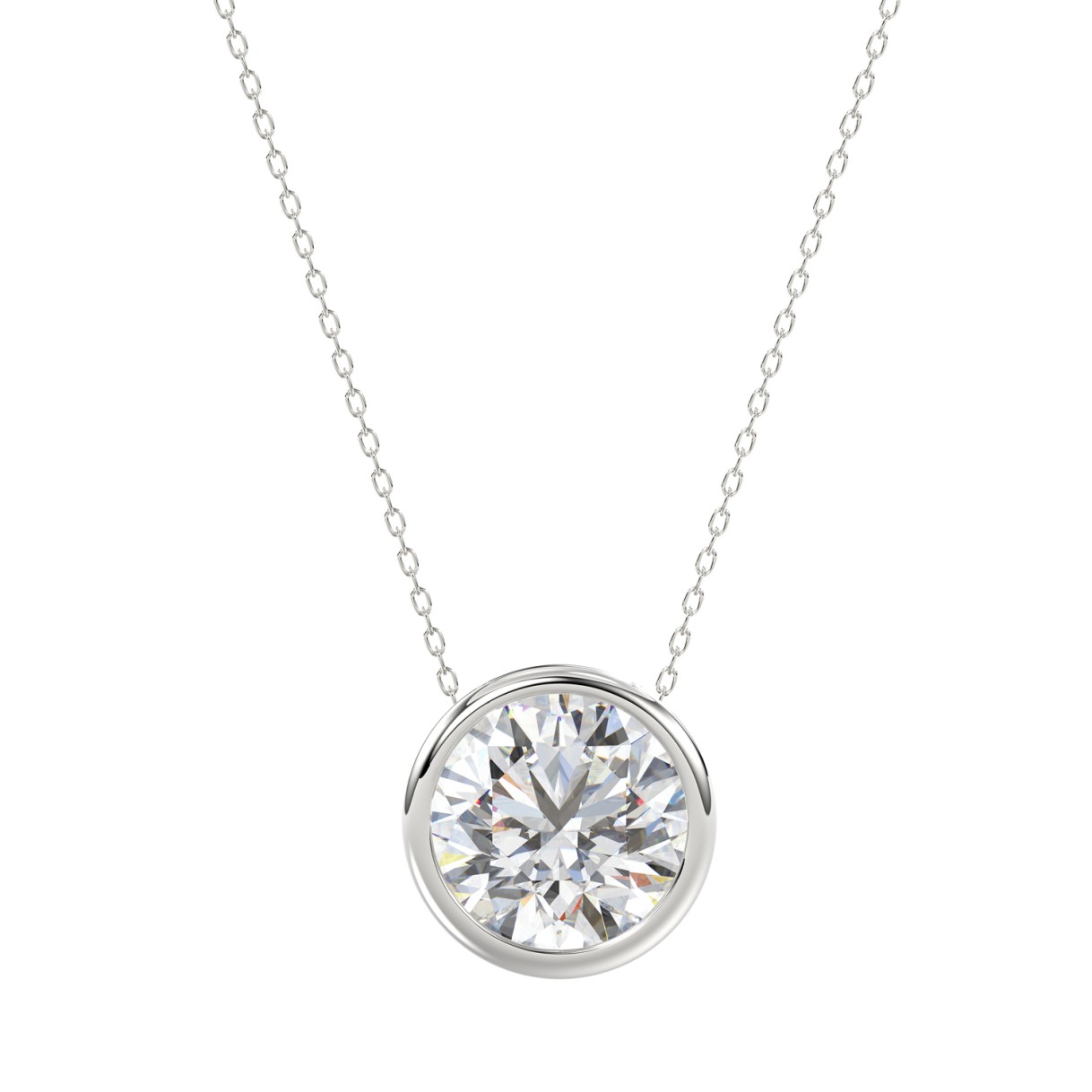 LADIES SOLITAIRE PENDANT 2CT ROUND DIAMOND 14K WHI...