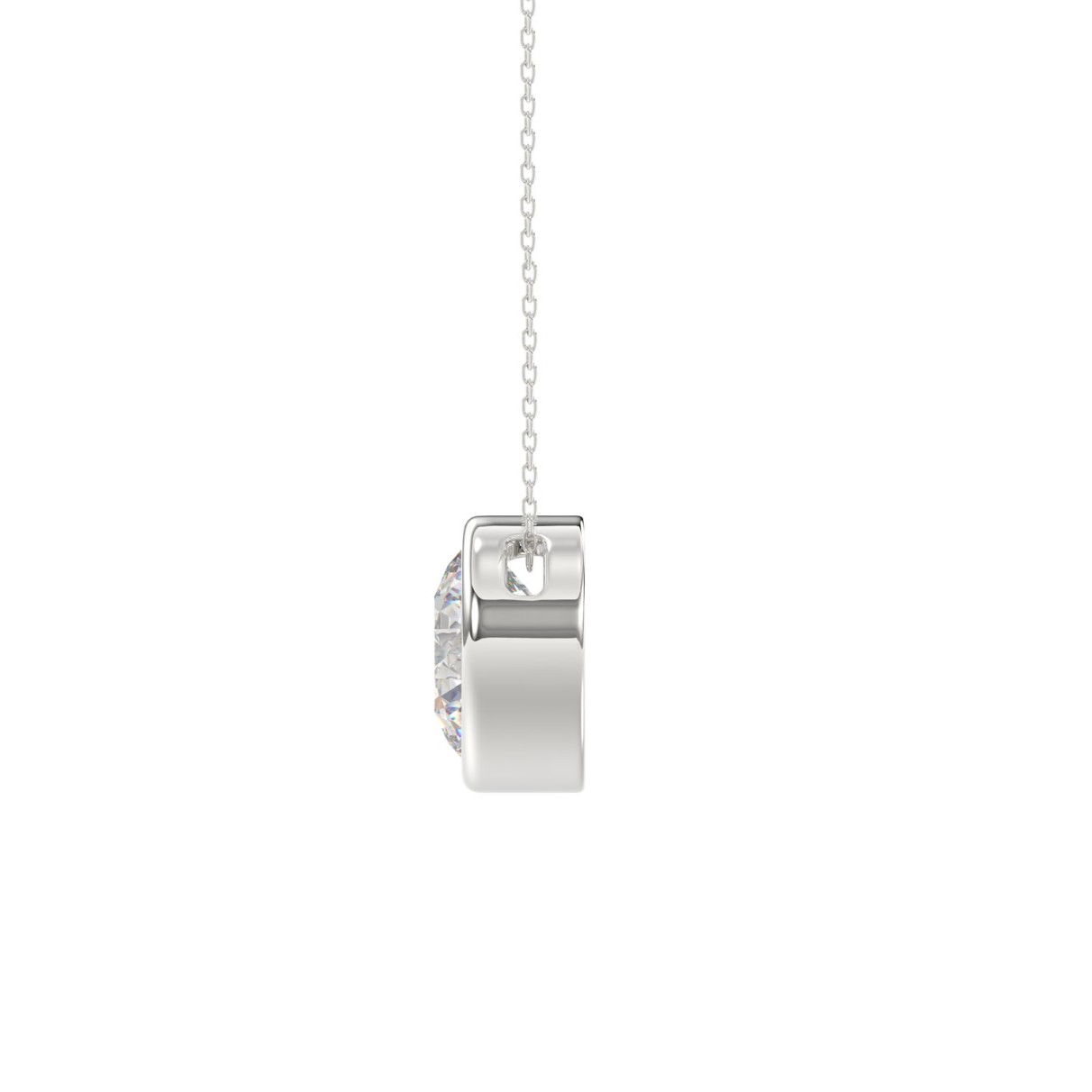 LADIES SOLITAIRE PENDANT 2CT ROUND DIAMOND 14K WHITE GOLD