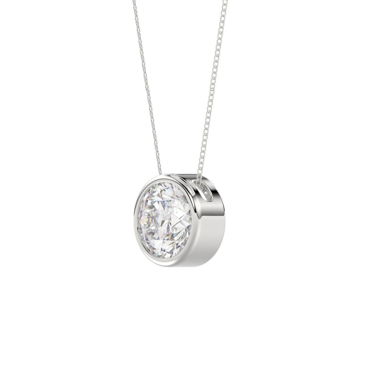 LADIES SOLITAIRE PENDANT 2CT ROUND DIAMOND 14K WHITE GOLD