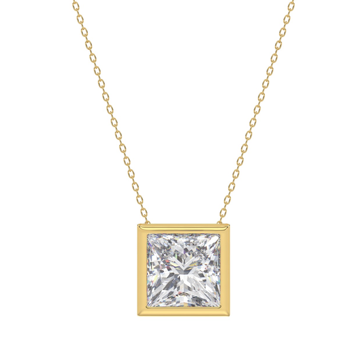 LADIES SOLITAIRE PENDANT 3CT PRINCESS DIAMOND 14K ...