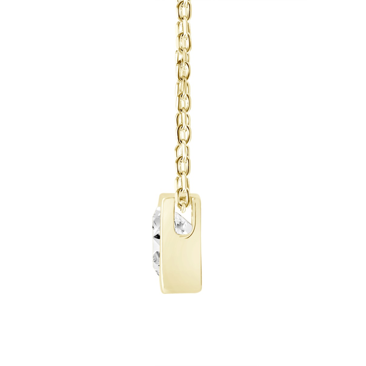 LADIES SOLITAIRE PENDANT 3CT PRINCESS DIAMOND 14K YELLOW GOLD