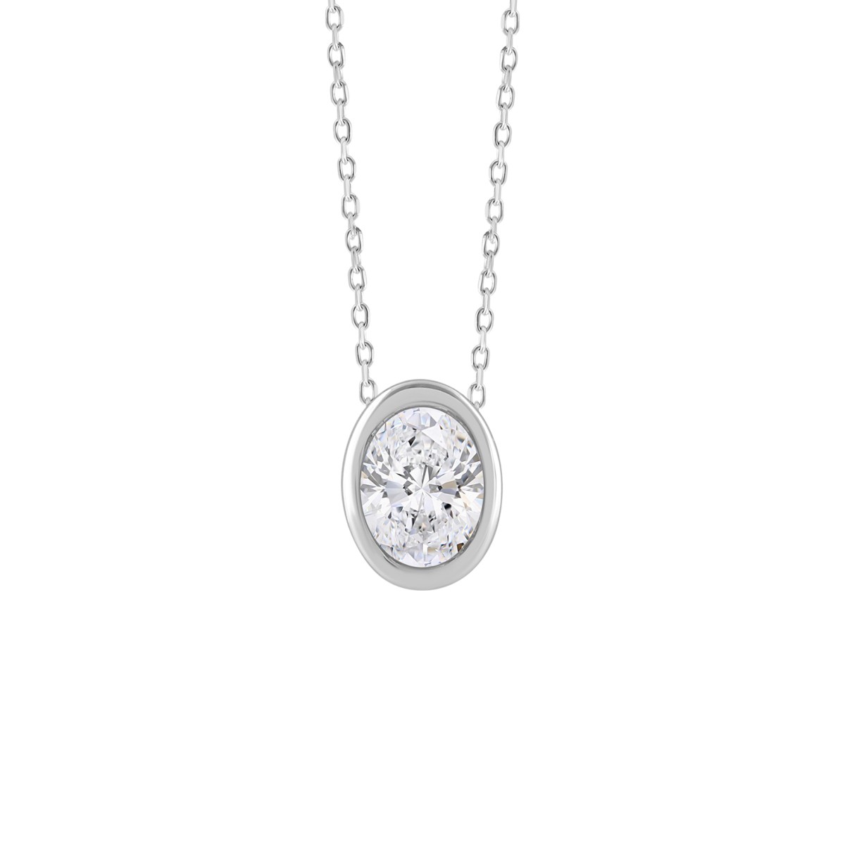 LADIES SOLITAIRE PENDANT 3CT OVAL DIAMOND 14K WHIT...