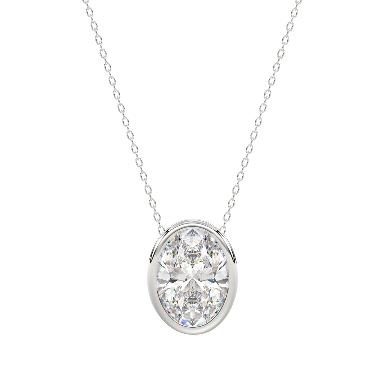 LADIES SOLITAIRE PENDANT 3CT OVAL DIAMOND 14K WHIT...