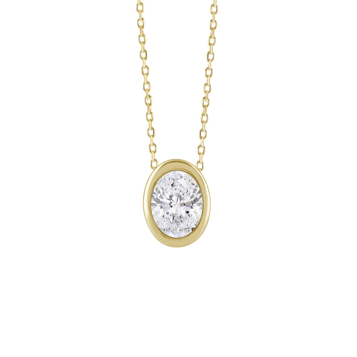 LADIES SOLITAIRE PENDANT 3CT OVAL DIAMOND 14K YELLOW GOLD