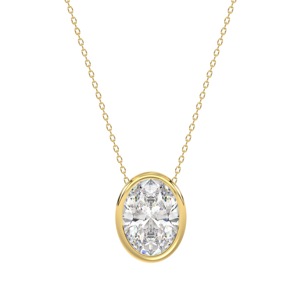 LADIES SOLITAIRE PENDANT 3CT OVAL DIAMOND 14K YELL...