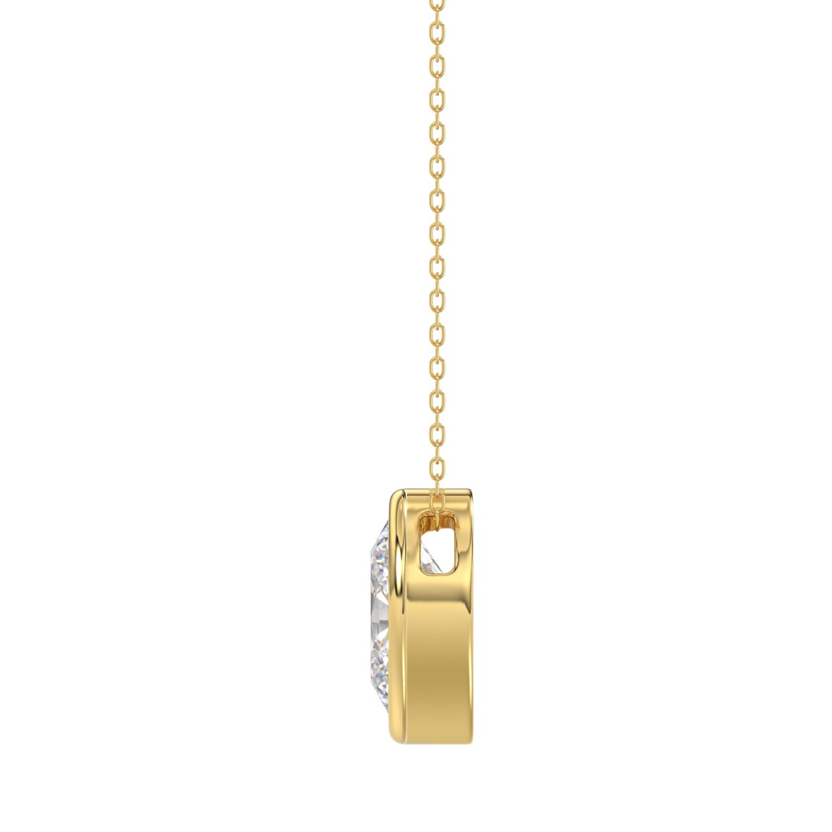 LADIES SOLITAIRE PENDANT 3CT OVAL DIAMOND 14K YELLOW GOLD