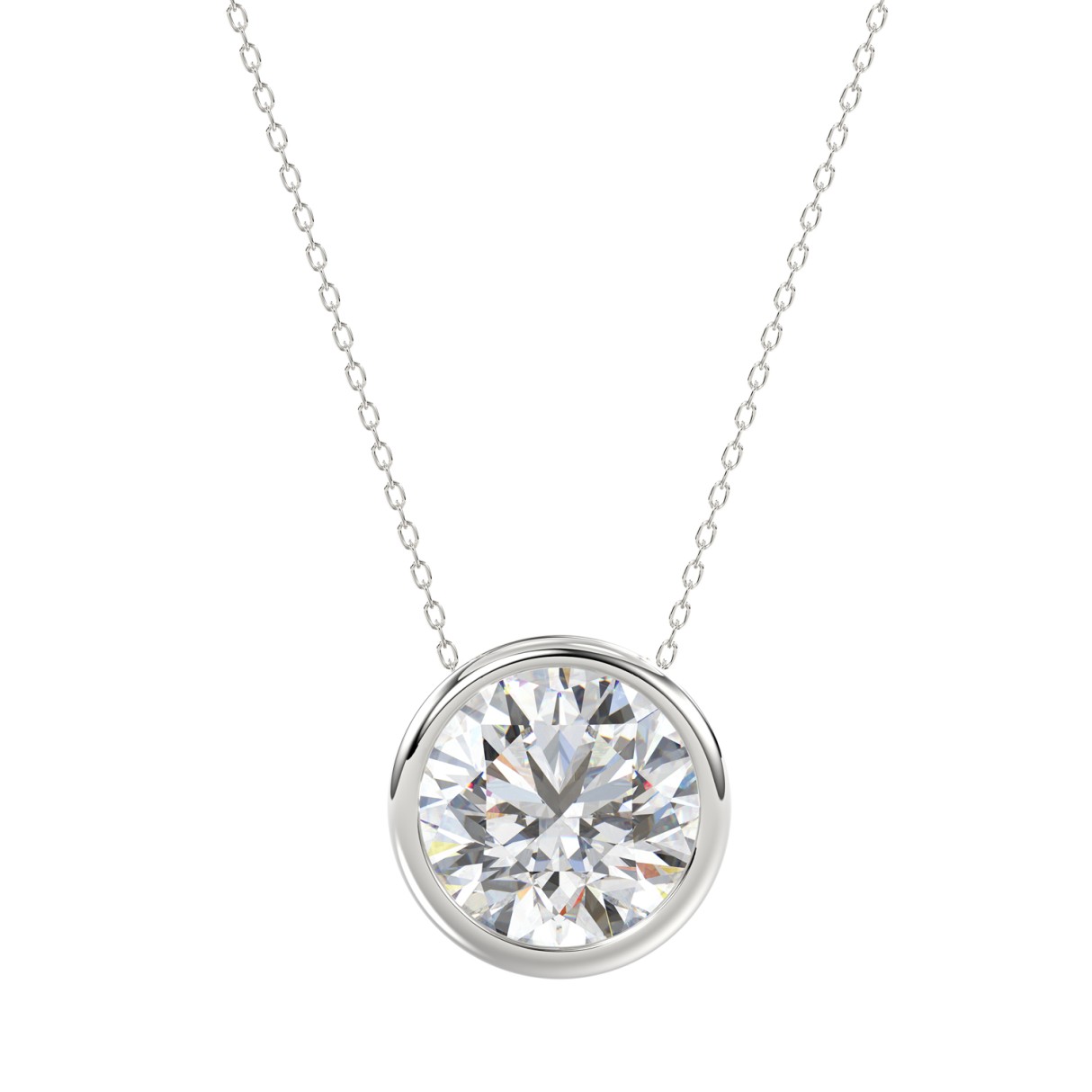 LADIES SOLITAIRE PENDANT 3CT ROUND DIAMOND 14K WHI...