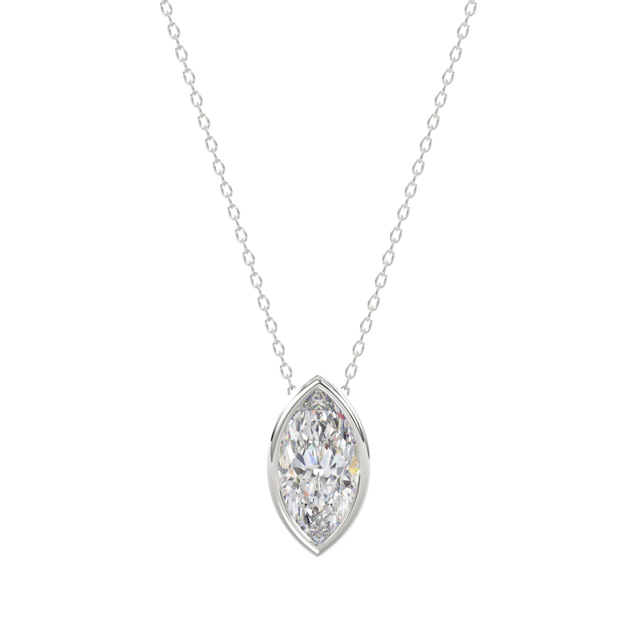 LADIES SOLITAIRE PENDANT 1CT MARQUISE DIAMOND 14K ...