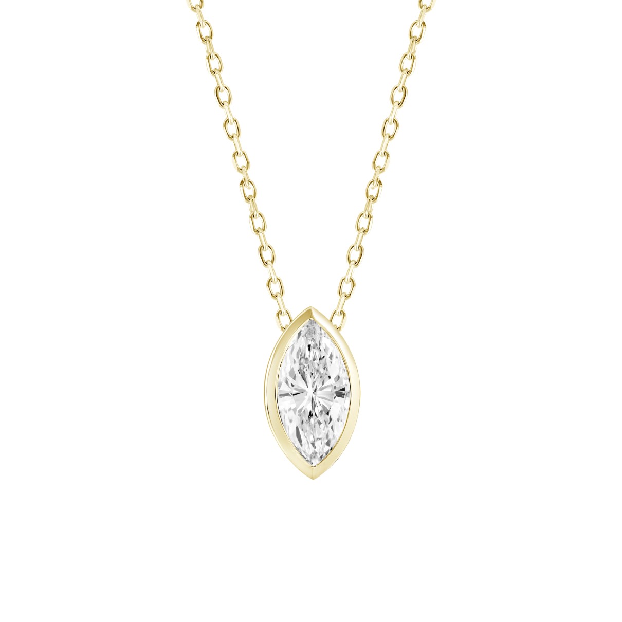 LADIES SOLITAIRE PENDANT 1CT MARQUISE DIAMOND 14K ...