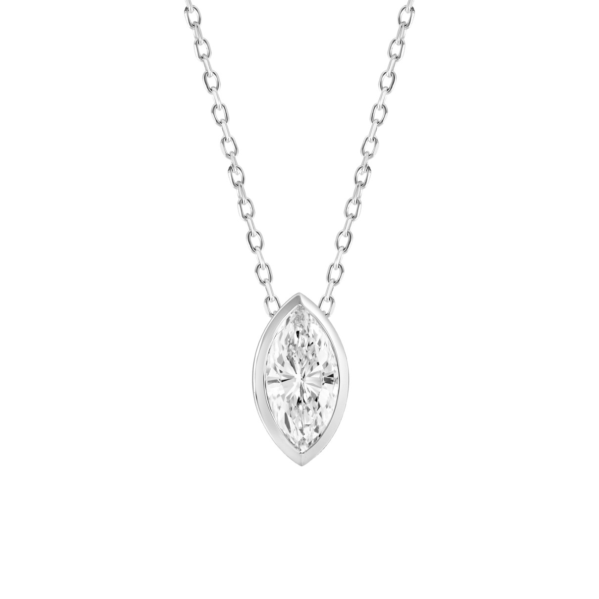 LADIES SOLITAIRE PENDANT 2CT MARQUISE DIAMOND 14K WHITE GOLD