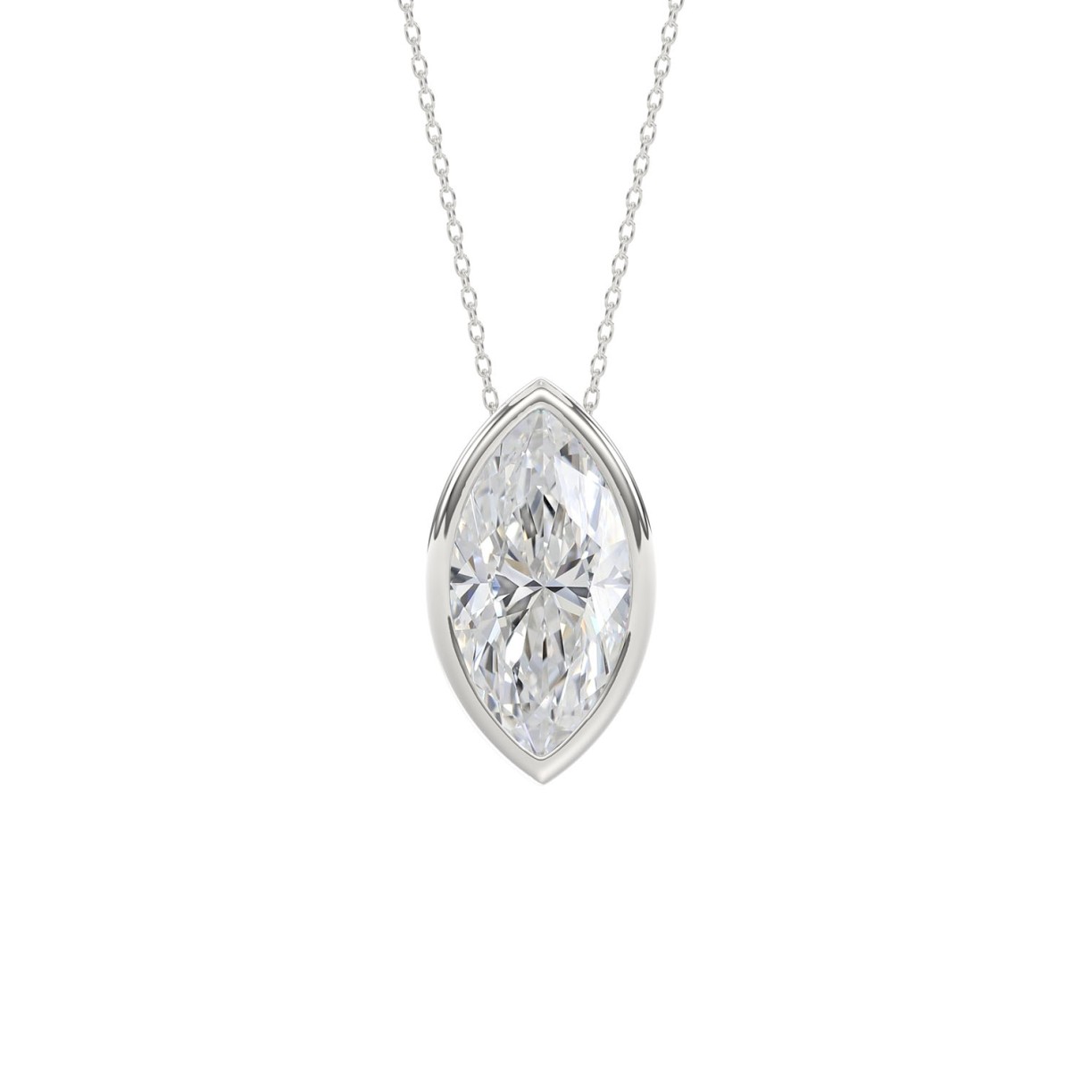 LADIES SOLITAIRE PENDANT 2CT MARQUISE DIAMOND 14K ...