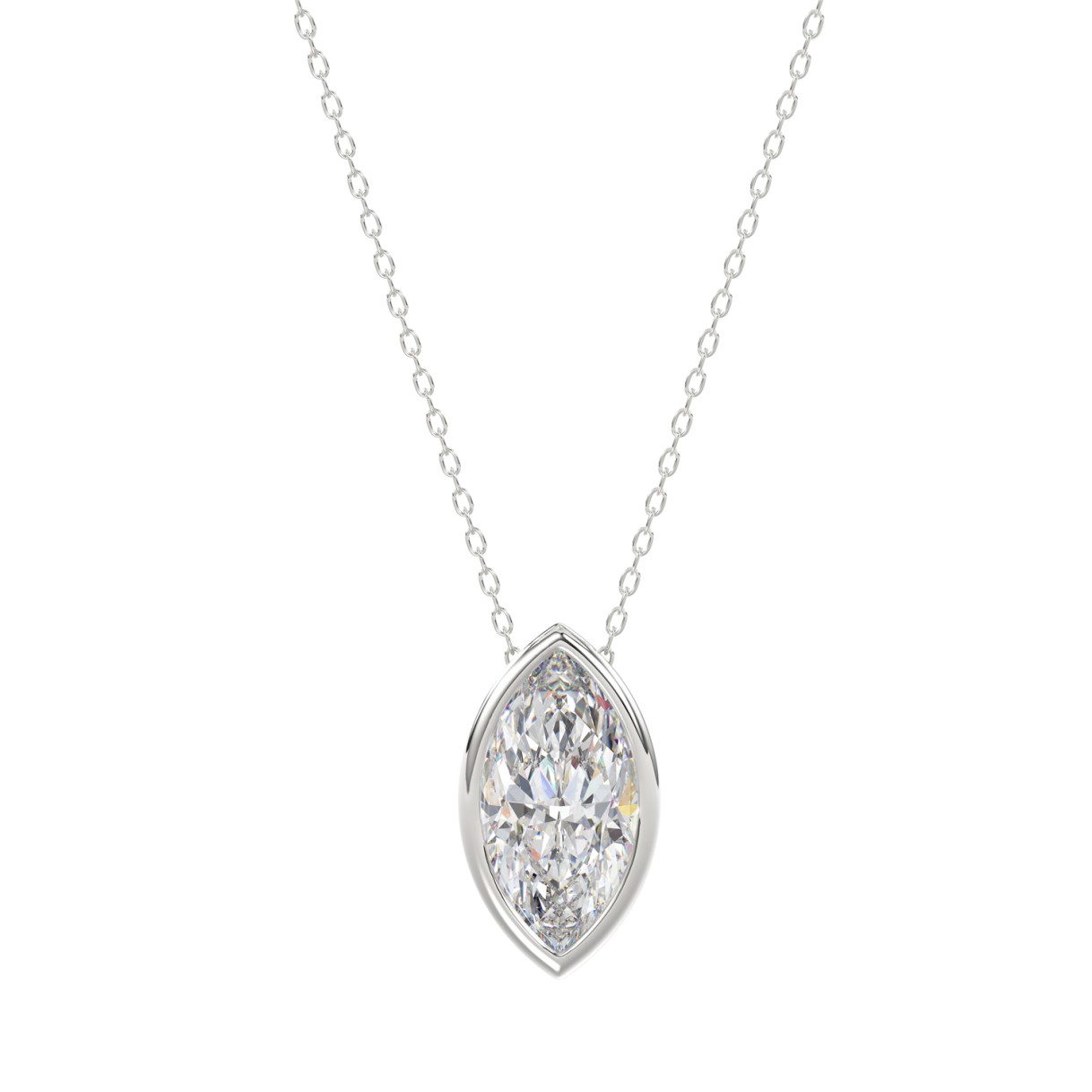 LADIES SOLITAIRE PENDANT 2CT MARQUISE DIAMOND 14K ...