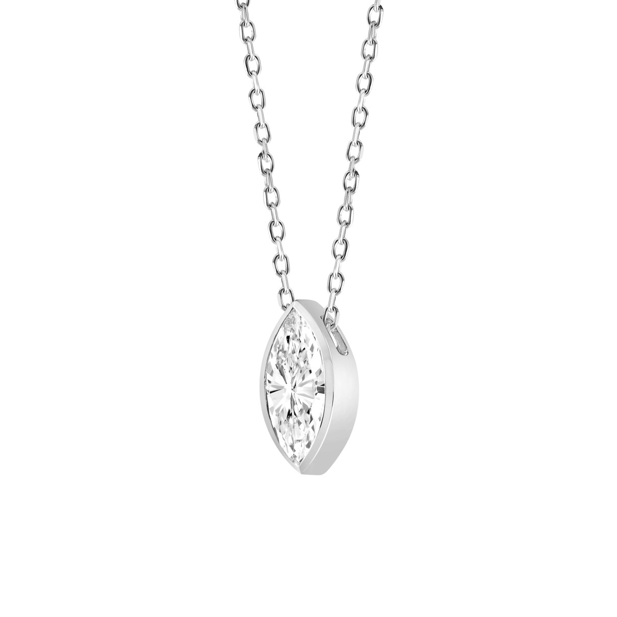 LADIES SOLITAIRE PENDANT 2CT MARQUISE DIAMOND 14K WHITE GOLD