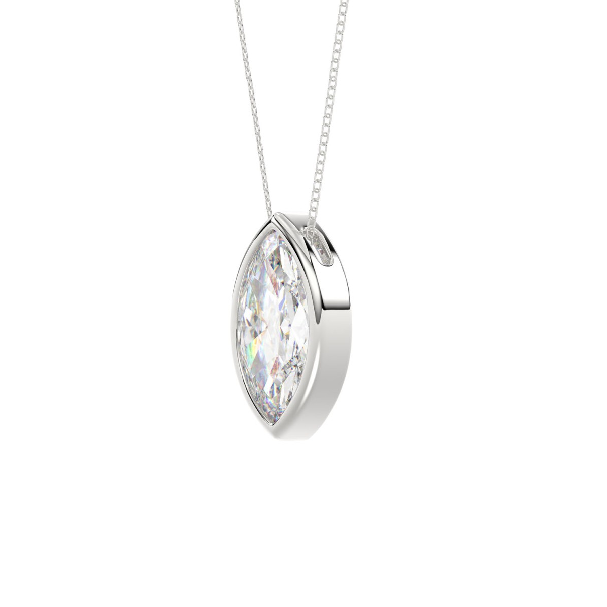 LADIES SOLITAIRE PENDANT 2CT MARQUISE DIAMOND 14K WHITE GOLD