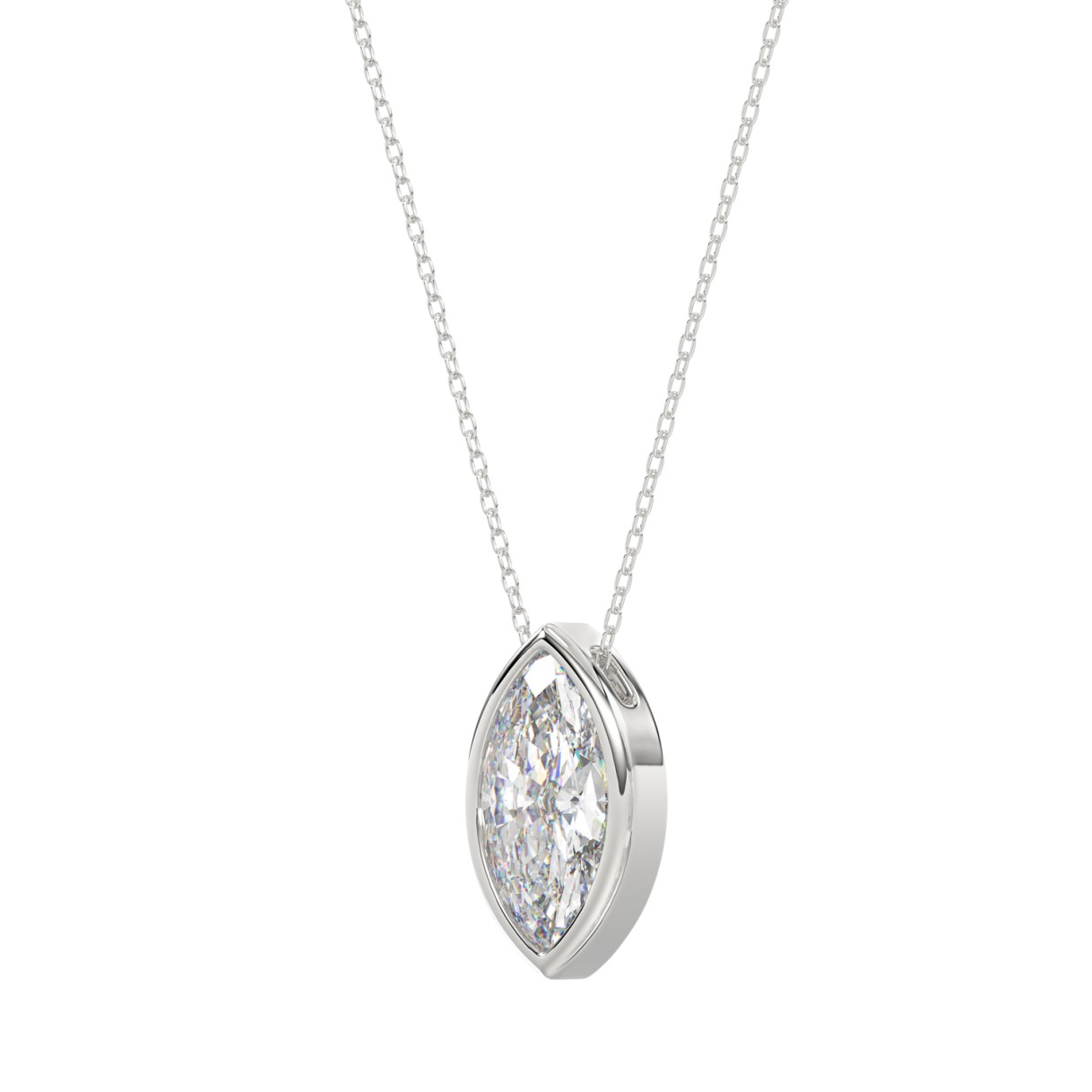 LADIES SOLITAIRE PENDANT 2CT MARQUISE DIAMOND 14K WHITE GOLD