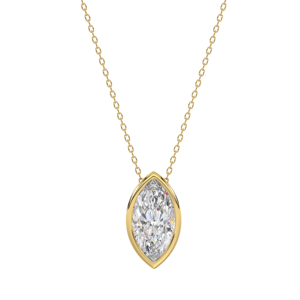 LADIES SOLITAIRE PENDANT 2CT MARQUISE DIAMOND 14K ...