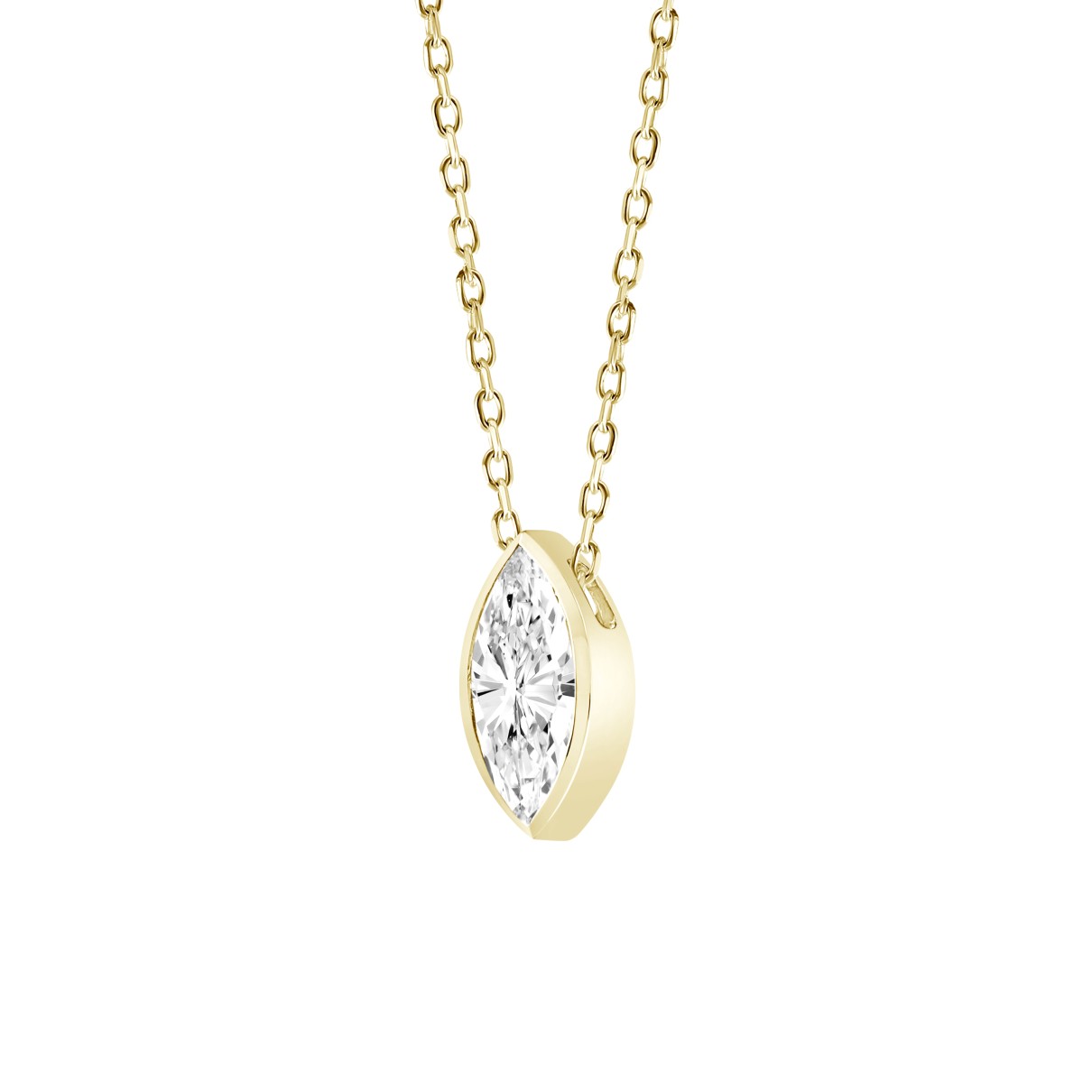 LADIES SOLITAIRE PENDANT 2CT MARQUISE DIAMOND 14K YELLOW GOLD