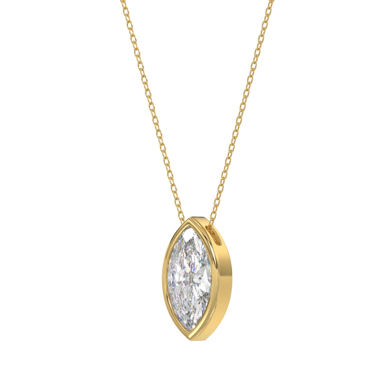 LADIES SOLITAIRE PENDANT 2CT MARQUISE DIAMOND 14K YELLOW GOLD