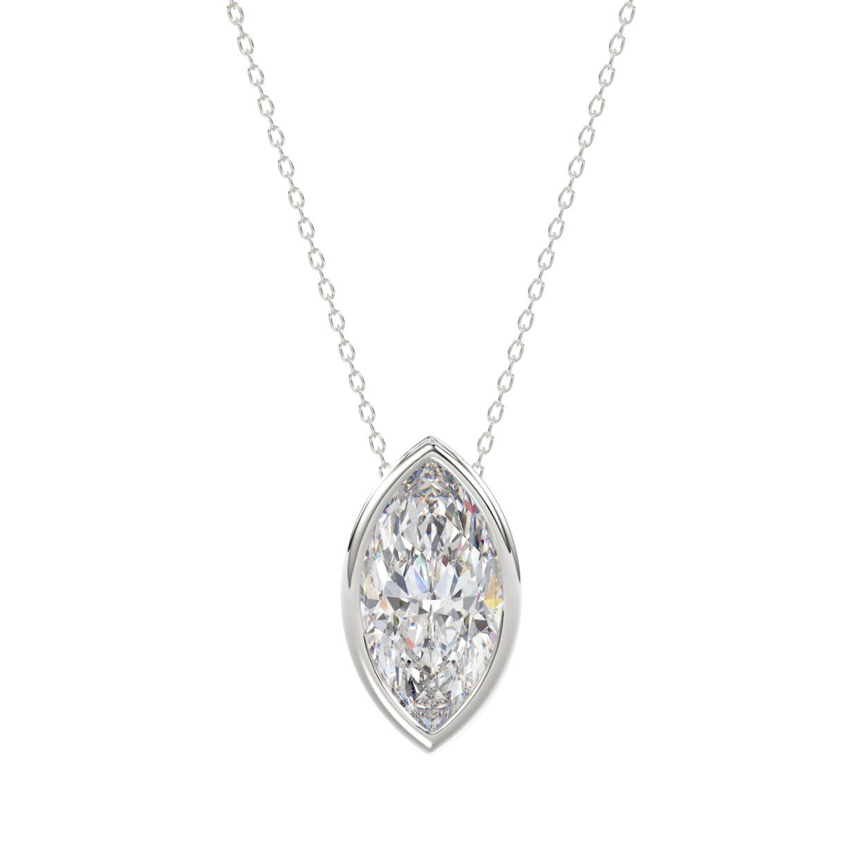 LADIES SOLITAIRE PENDANT 3CT MARQUISE DIAMOND 14K ...