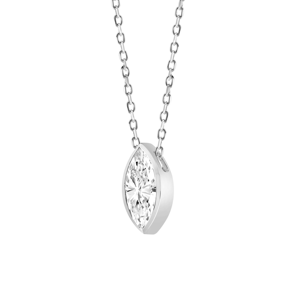 LADIES SOLITAIRE PENDANT 3CT MARQUISE DIAMOND 14K WHITE GOLD