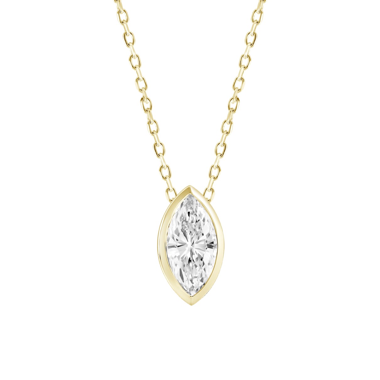 LADIES SOLITAIRE PENDANT 3CT MARQUISE DIAMOND 14K YELLOW GOLD