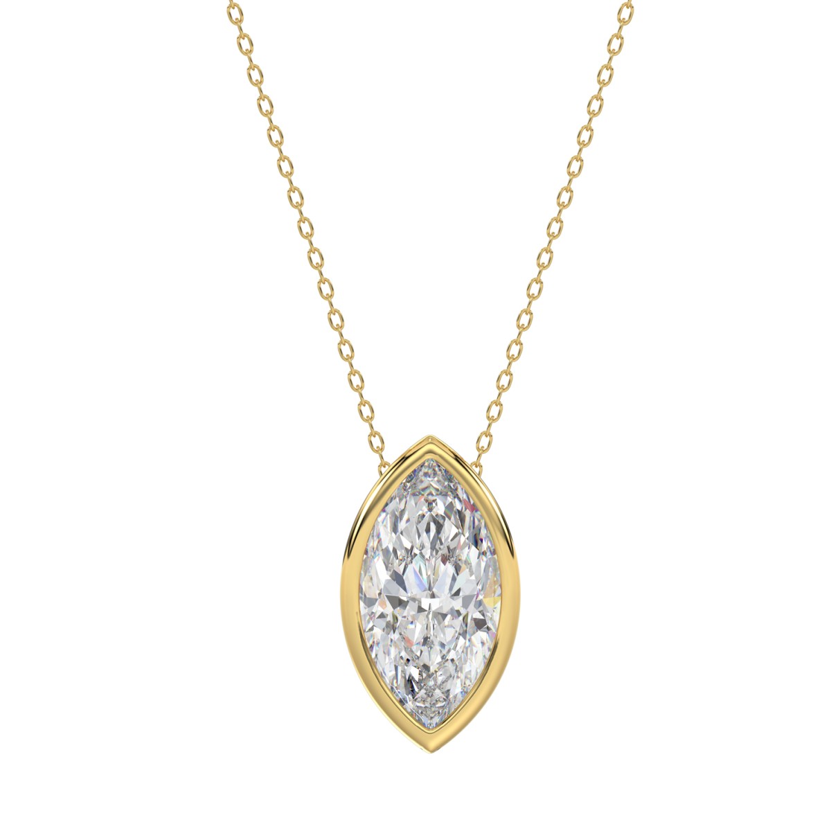 LADIES SOLITAIRE PENDANT 3CT MARQUISE DIAMOND 14K YELLOW GOLD