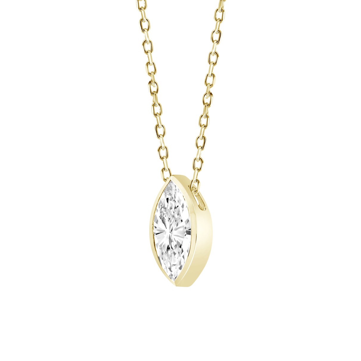 LADIES SOLITAIRE PENDANT 3CT MARQUISE DIAMOND 14K YELLOW GOLD