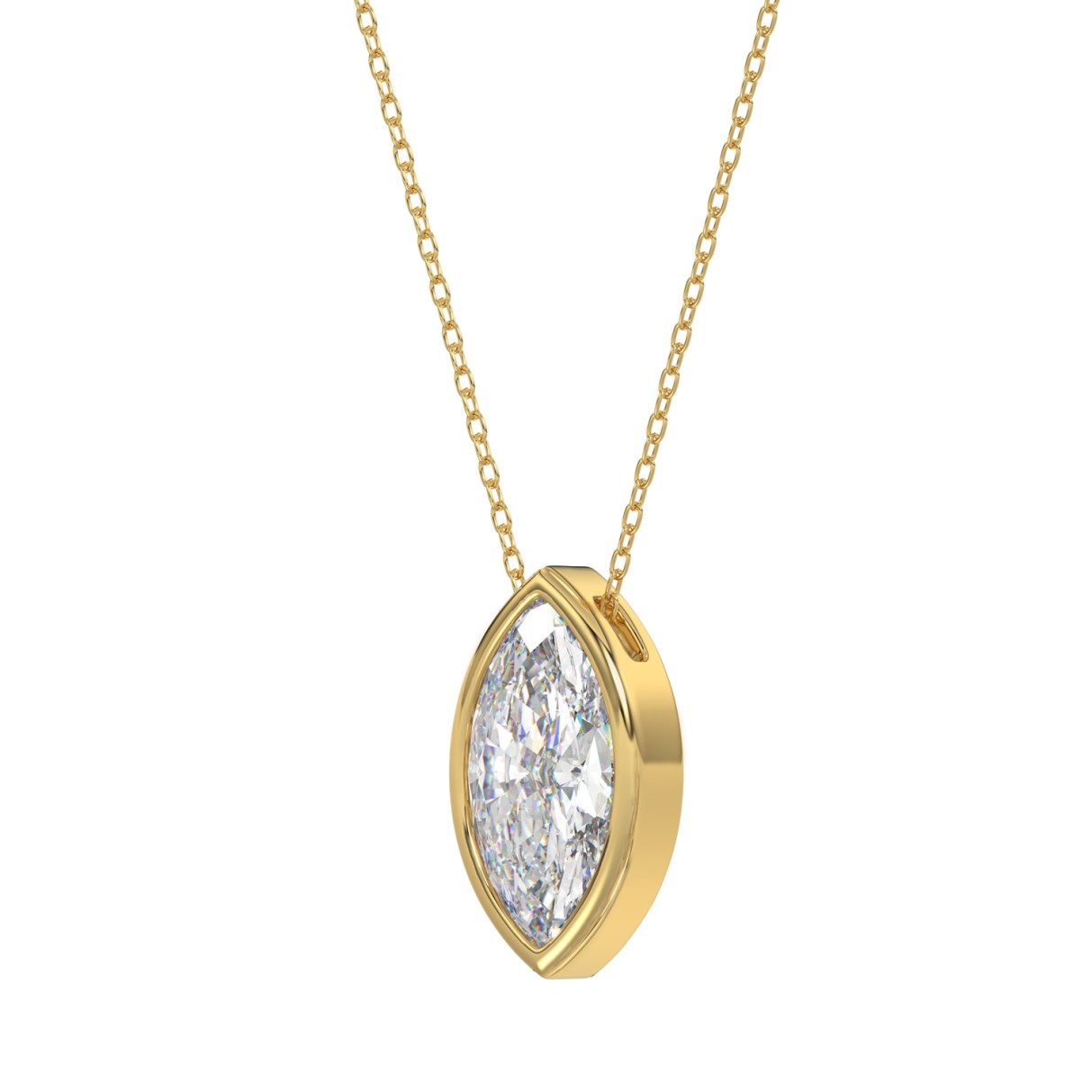 LADIES SOLITAIRE PENDANT 3CT MARQUISE DIAMOND 14K YELLOW GOLD