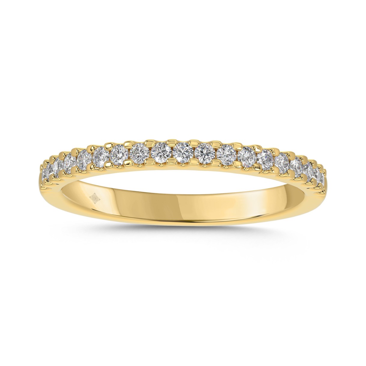 LADIES BAND 1/4CT ROUND DIAMOND 14K YELLOW GOLD...