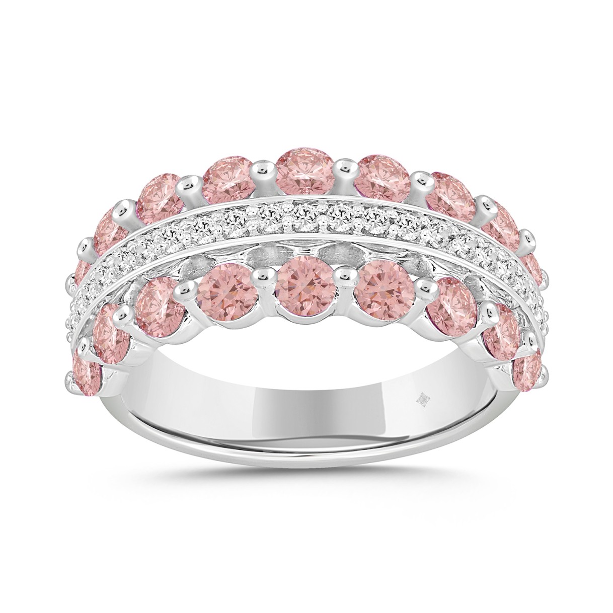 ETERNAL BLUSH COLLECTION LADIES RING 1 3/4CT ROUND DIAMOND 14K WHITE GOLD (ROUND PINK)