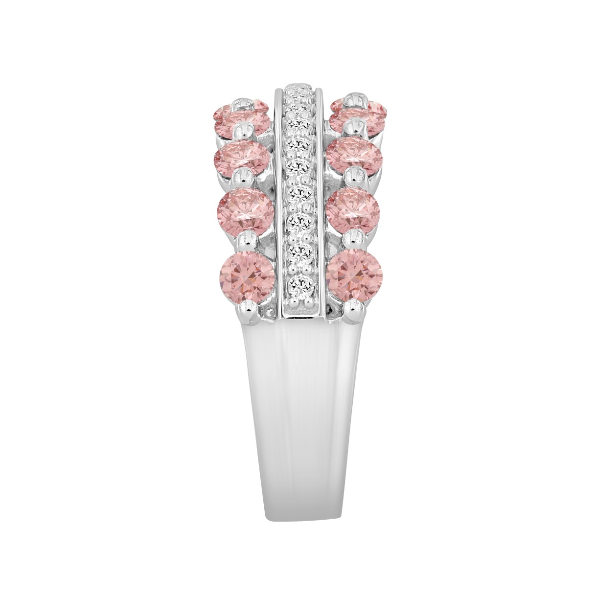 ETERNAL BLUSH COLLECTION LADIES RING 1 3/4CT ROUND DIAMOND 14K WHITE GOLD (ROUND PINK)
