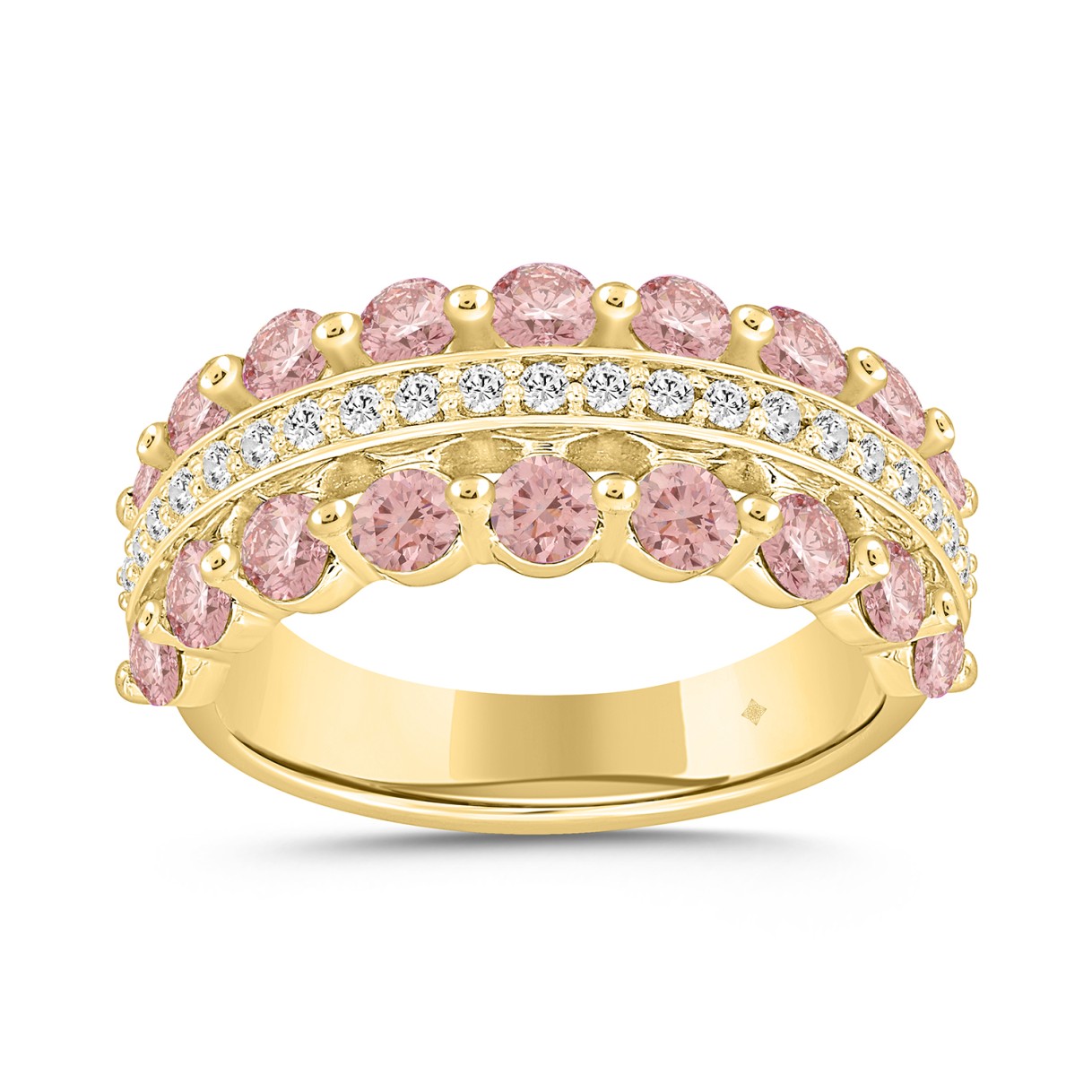 ETERNAL BLUSH COLLECTION LADIES RING 1 3/4CT ROUND DIAMOND 14K YELLOW GOLD (ROUND PINK)