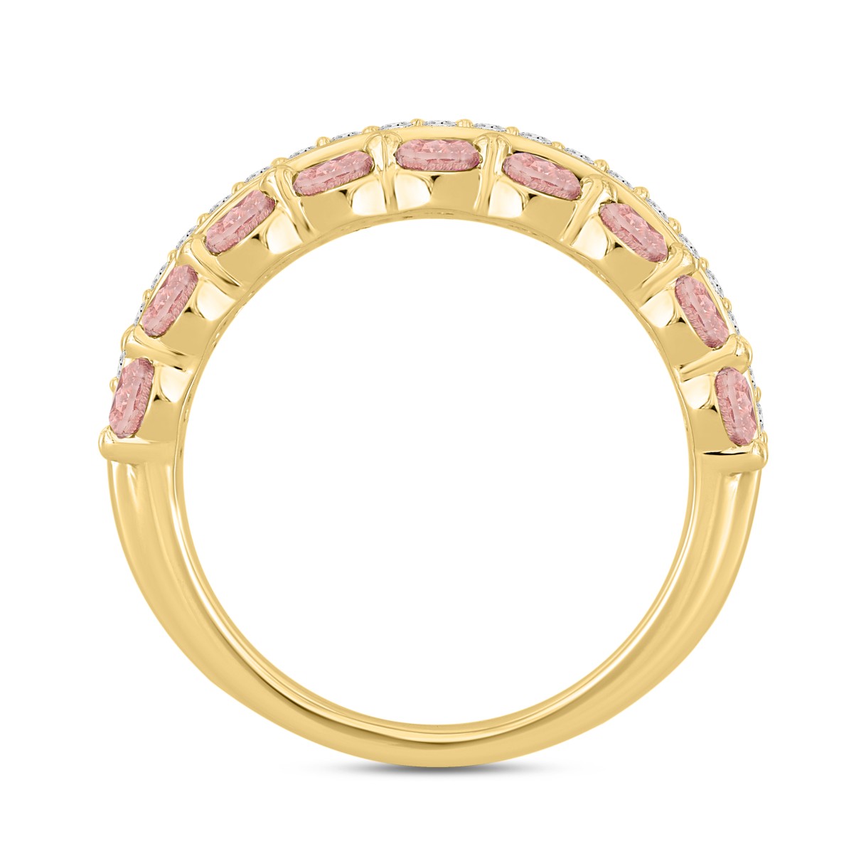 ETERNAL BLUSH COLLECTION LADIES RING 1 3/4CT ROUND DIAMOND 14K YELLOW GOLD (ROUND PINK)