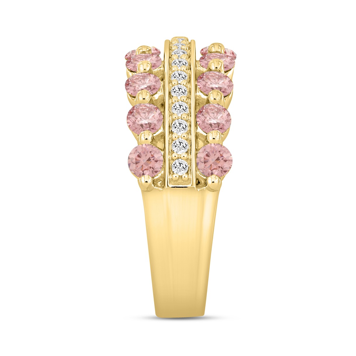 ETERNAL BLUSH COLLECTION LADIES RING 1 3/4CT ROUND DIAMOND 14K YELLOW GOLD (ROUND PINK)