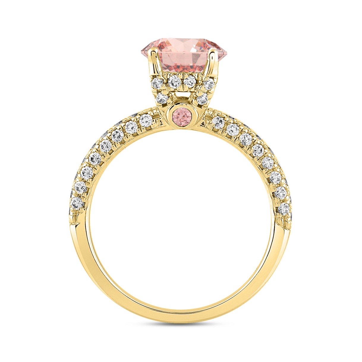 ETERNAL BLUSH COLLECTION LADIES RING 2 3/4CT ROUND/OVAL DIAMOND 14K YELLOW GOLD (CENTER STONE PINK OVAL DIAMOND 2CT)
