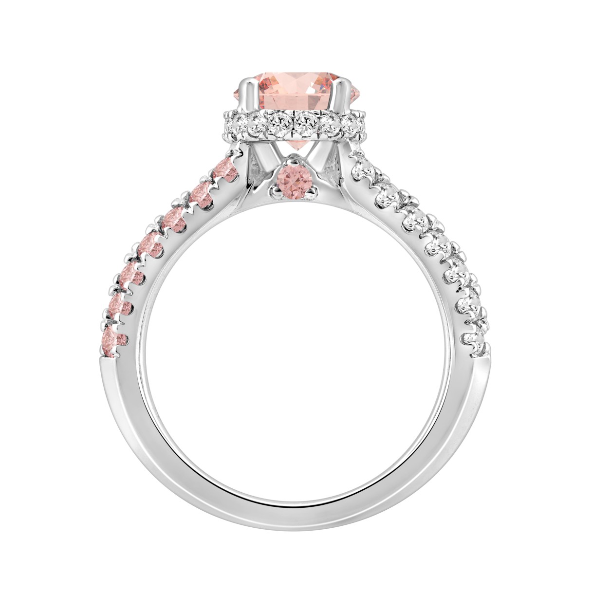 ETERNAL BLUSH COLLECTION LADIES RING 2 1/2CT ROUND DIAMOND 14K WHITE GOLD (CENTER STONE PINK ROUND DIAMOND 1 1/2CT)
