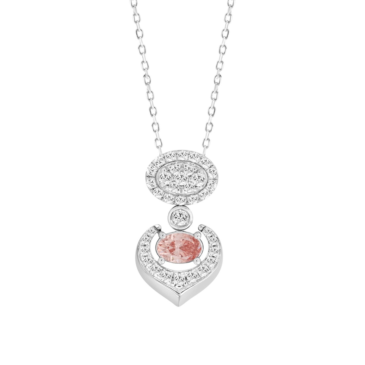 LADIES PENDANT 1CT ROUND/OVAL DIAMOND 14K WHITE GO...