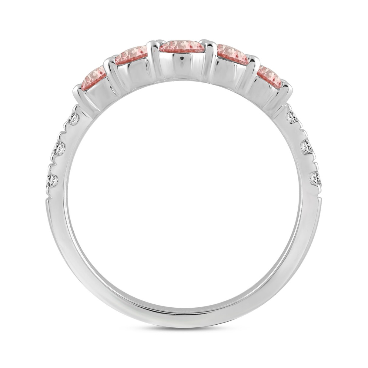 LADIES BAND 1CT ROUND DIAMOND 14K WHITE GOLD 