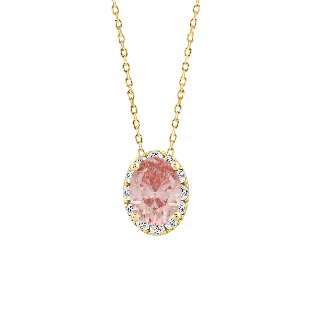 LADIES PENDANT 1 1/4CT ROUND/OVAL DIAMOND 14K YELLOW GOLD WITH CHAIN (CENTER STONE OVAL DIAMOND 1CT)