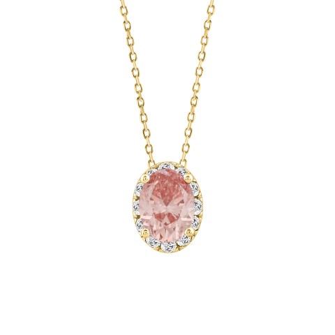 LADIES PENDANT 1 1/4CT ROUND/OVAL DIAMOND 14K YELLOW GOLD WITH CHAIN (CENTER STONE OVAL DIAMOND 1CT)