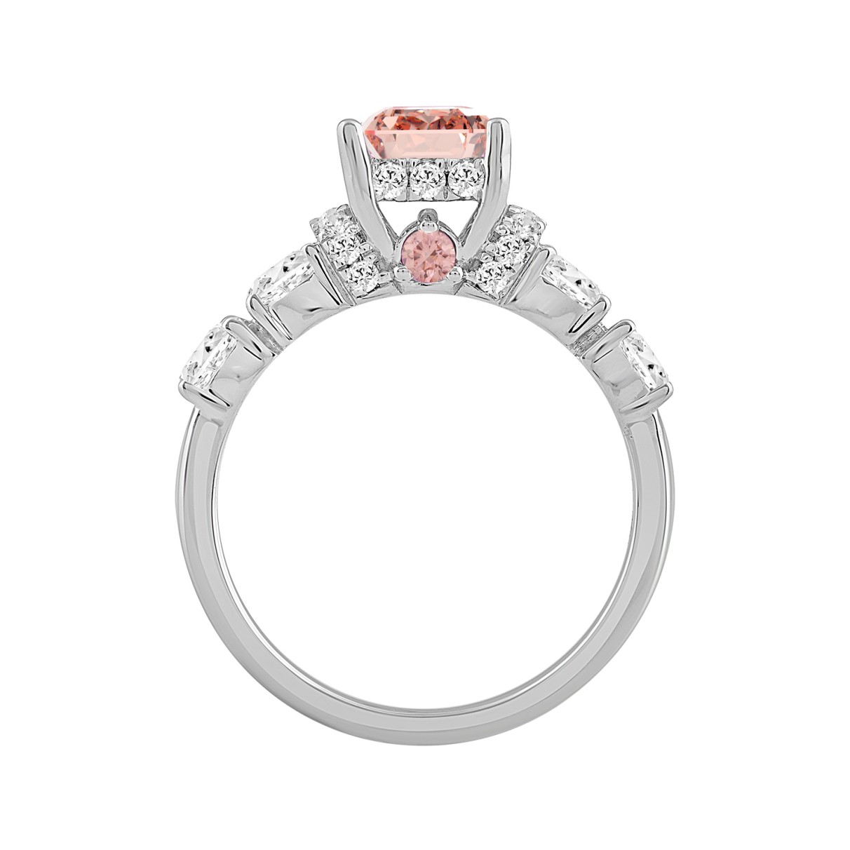 LADIES RING 2CT ROUND/PRINCESS/OVAL DIAMOND 14K WHITE GOLD (CENTER STONE PRINCESS DIAMOND 1CT )