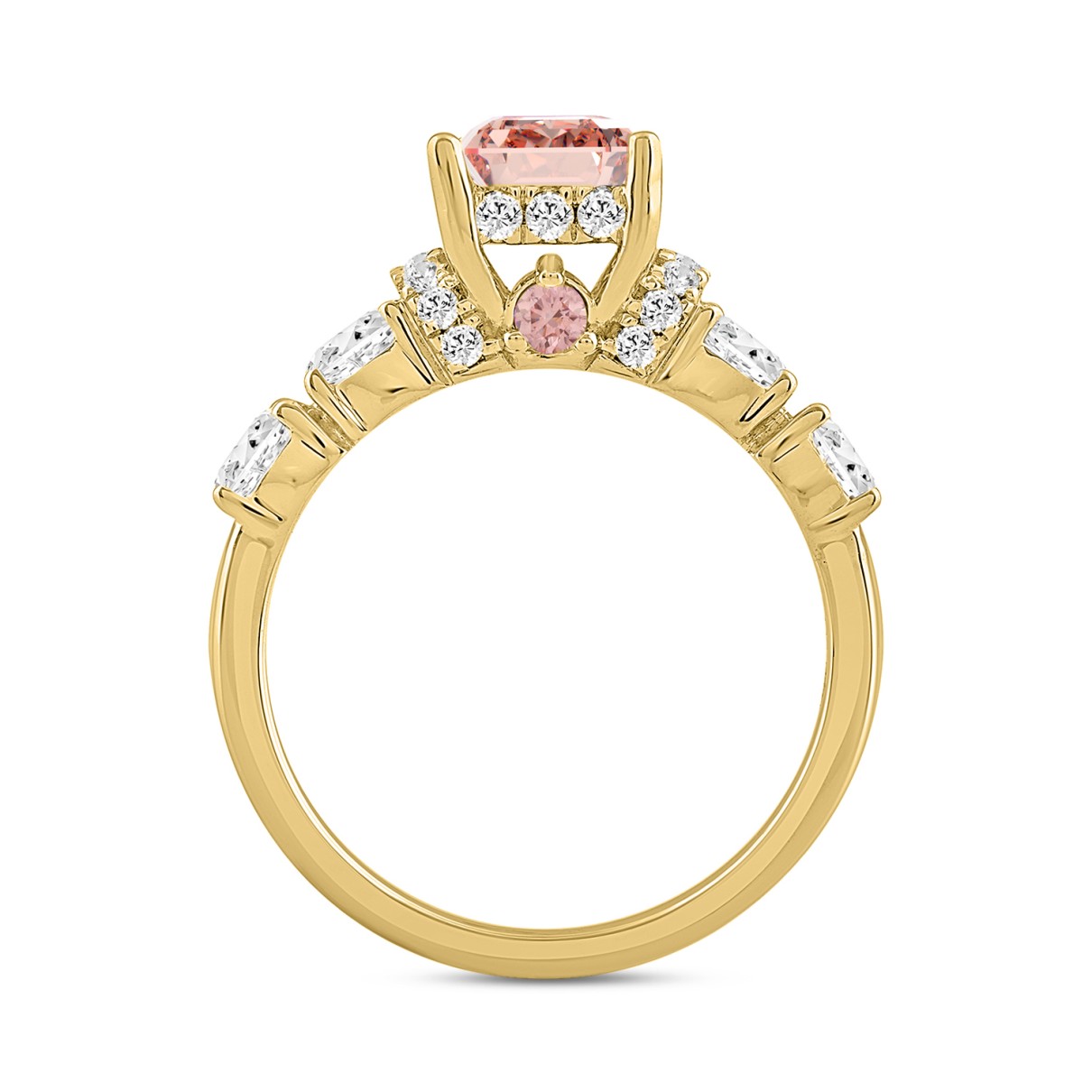 LADIES RING 2CT ROUND/PRINCESS/OVAL DIAMOND 14K YELLOW GOLD (CENTER STONE PRINCESS DIAMOND 1CT )