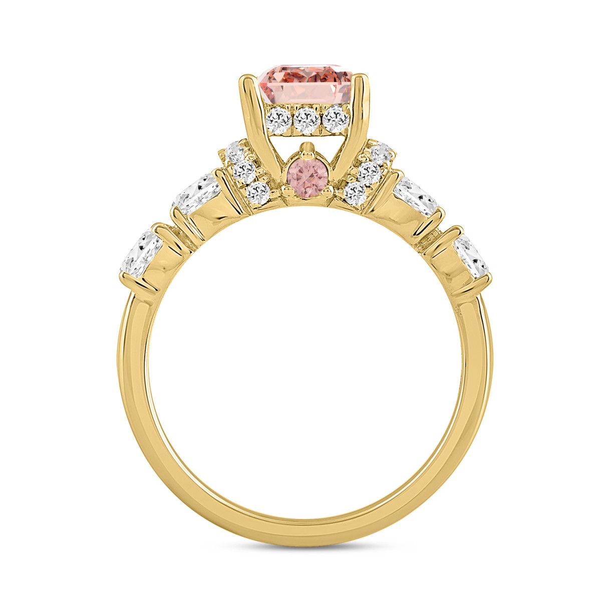 ETERNAL BLUSH COLLECTION LADIES RING 2CT ROUND/PRINCESS/OVAL DIAMOND 14K YELLOW GOLD (CENTER STONE PINK PRINCESS DIAMOND 1CT)