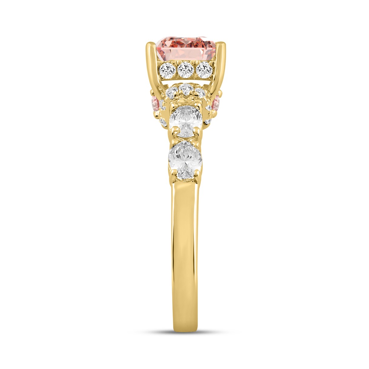 ETERNAL BLUSH COLLECTION LADIES RING 2CT ROUND/PRINCESS/OVAL DIAMOND 14K YELLOW GOLD (CENTER STONE PINK PRINCESS DIAMOND 1CT)