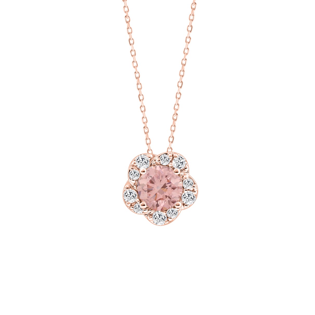 LADIES PENDANT 1CT ROUND DIAMOND 14K ROSE GOLD WIT...