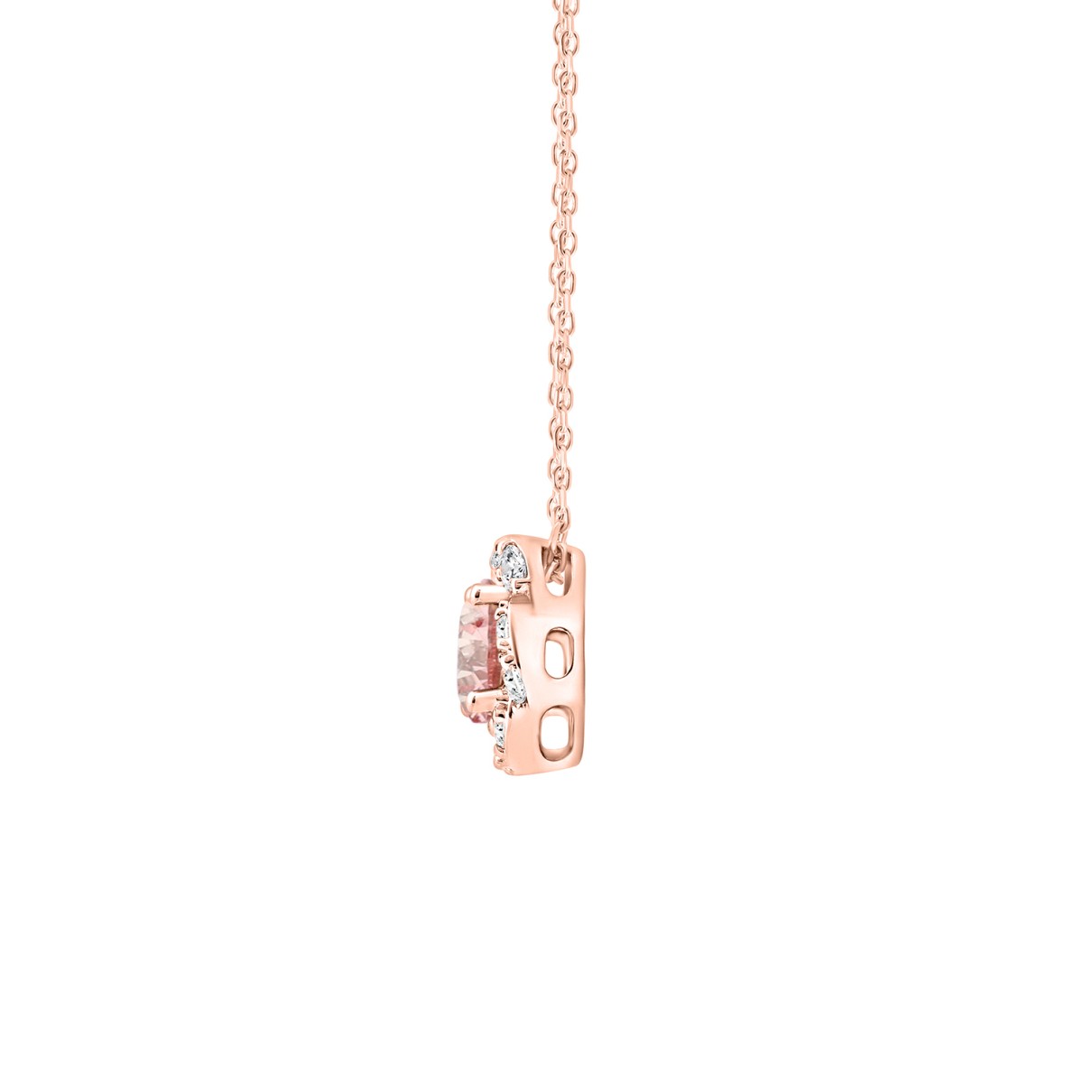 LADIES PENDANT 1CT ROUND DIAMOND 14K ROSE GOLD WITH CHAIN (CENTER STONE ROUND DIAMOND 3/4CT )