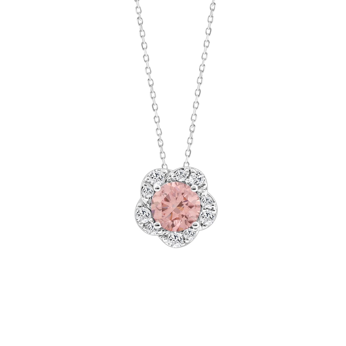 LADIES PENDANT 1CT ROUND DIAMOND 14K WHITE GOLD WITH CHAIN (CENTER STONE ROUND DIAMOND 3/4CT )