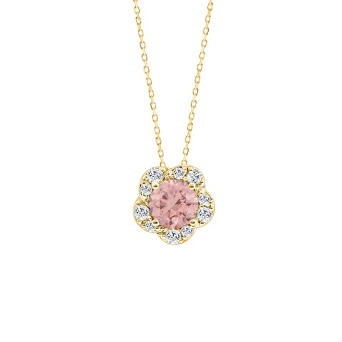 LADIES PENDANT 1CT ROUND DIAMOND 14K YELLOW GOLD WITH CHAIN (CENTER STONE ROUND DIAMOND 3/4CT )